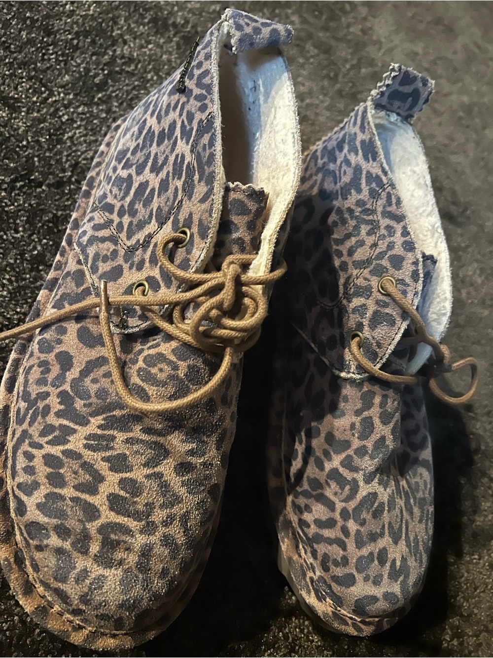 Women's Leopard Print Casual Lace-Up Shoes - Brown
